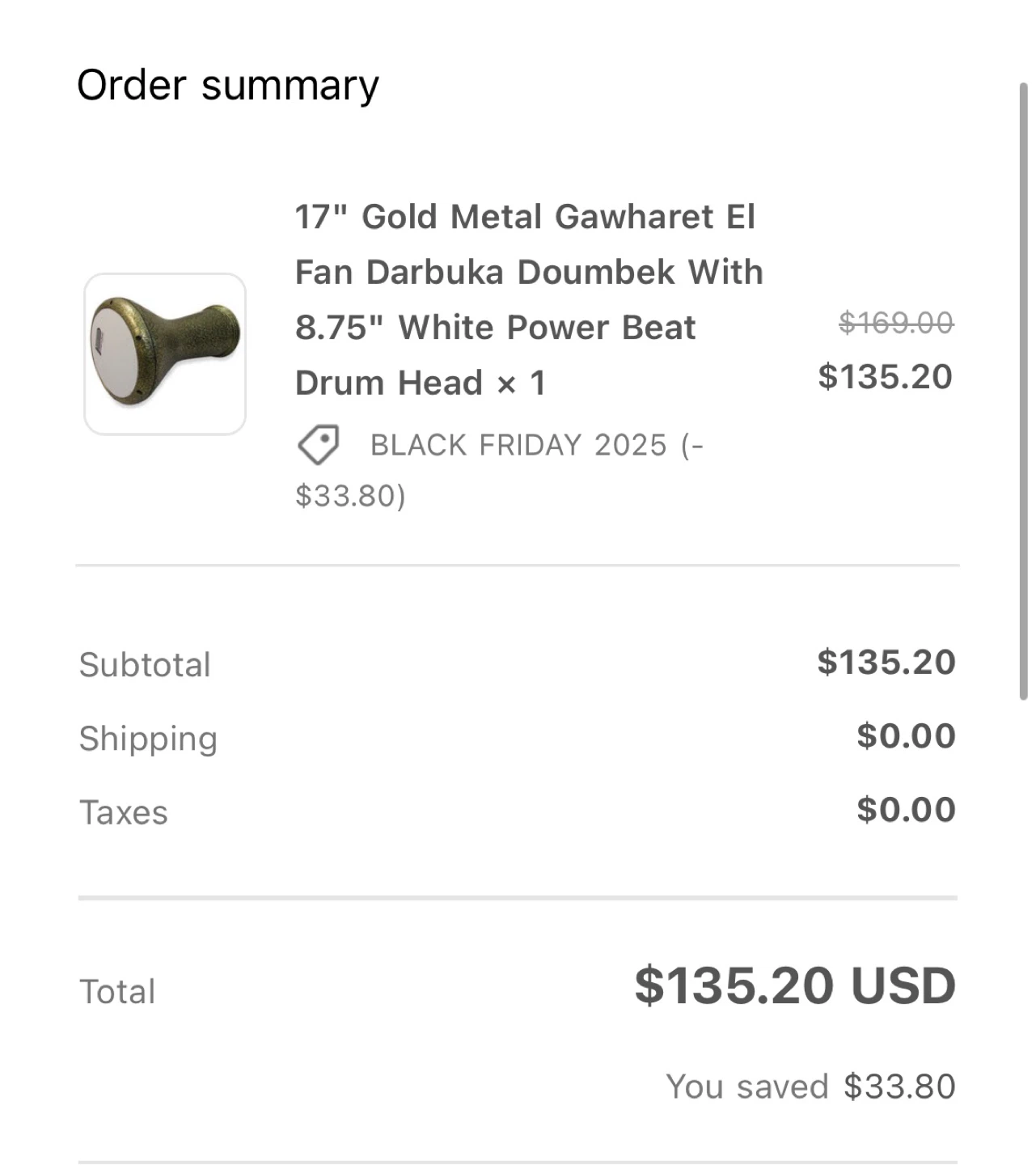 BRAND NEW 17" Gawharet El Fan Doumbek With Power Beat Drum Head - photo 3