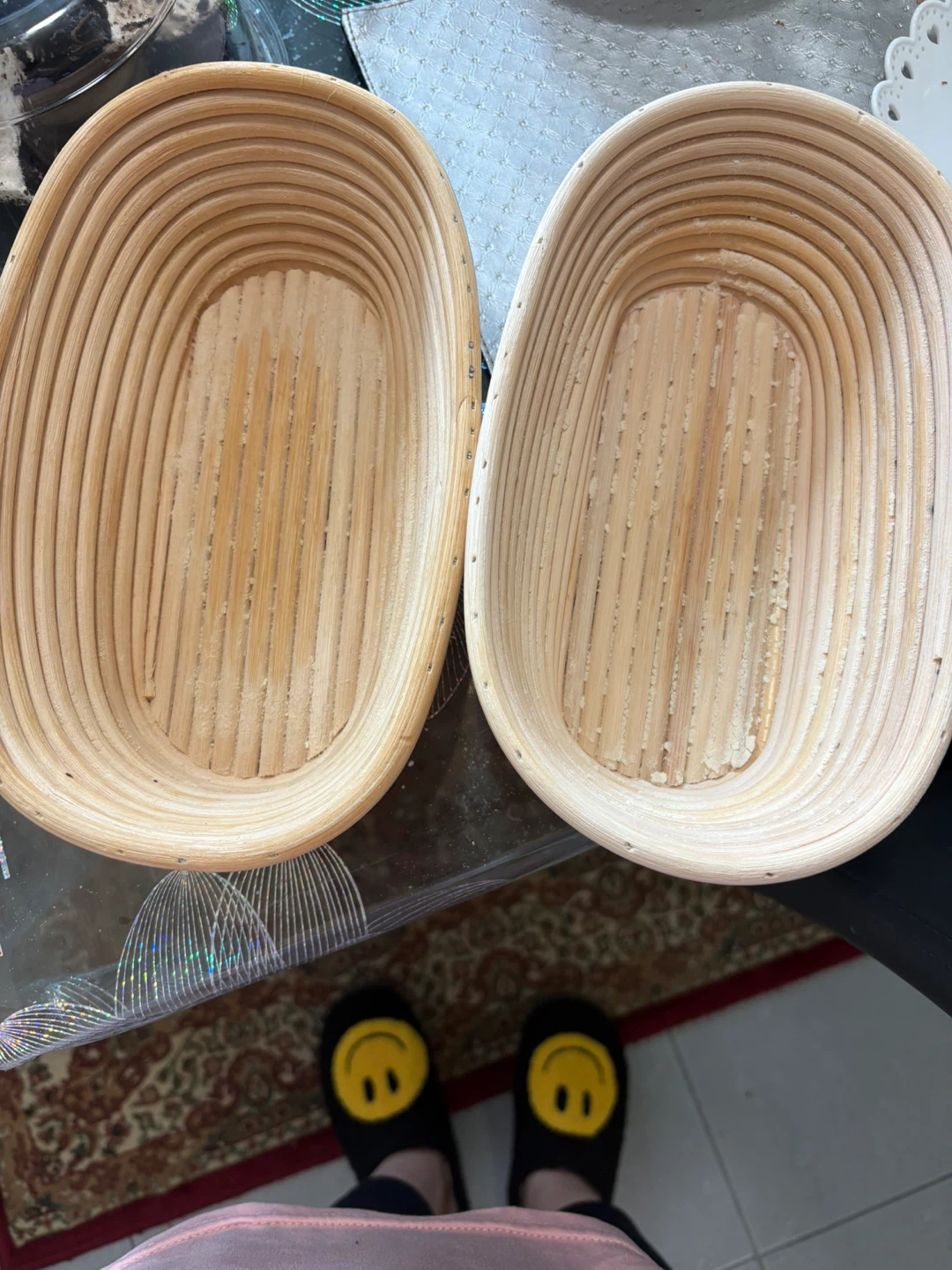 Set of 2 Oval Rattan Proofing Baskets