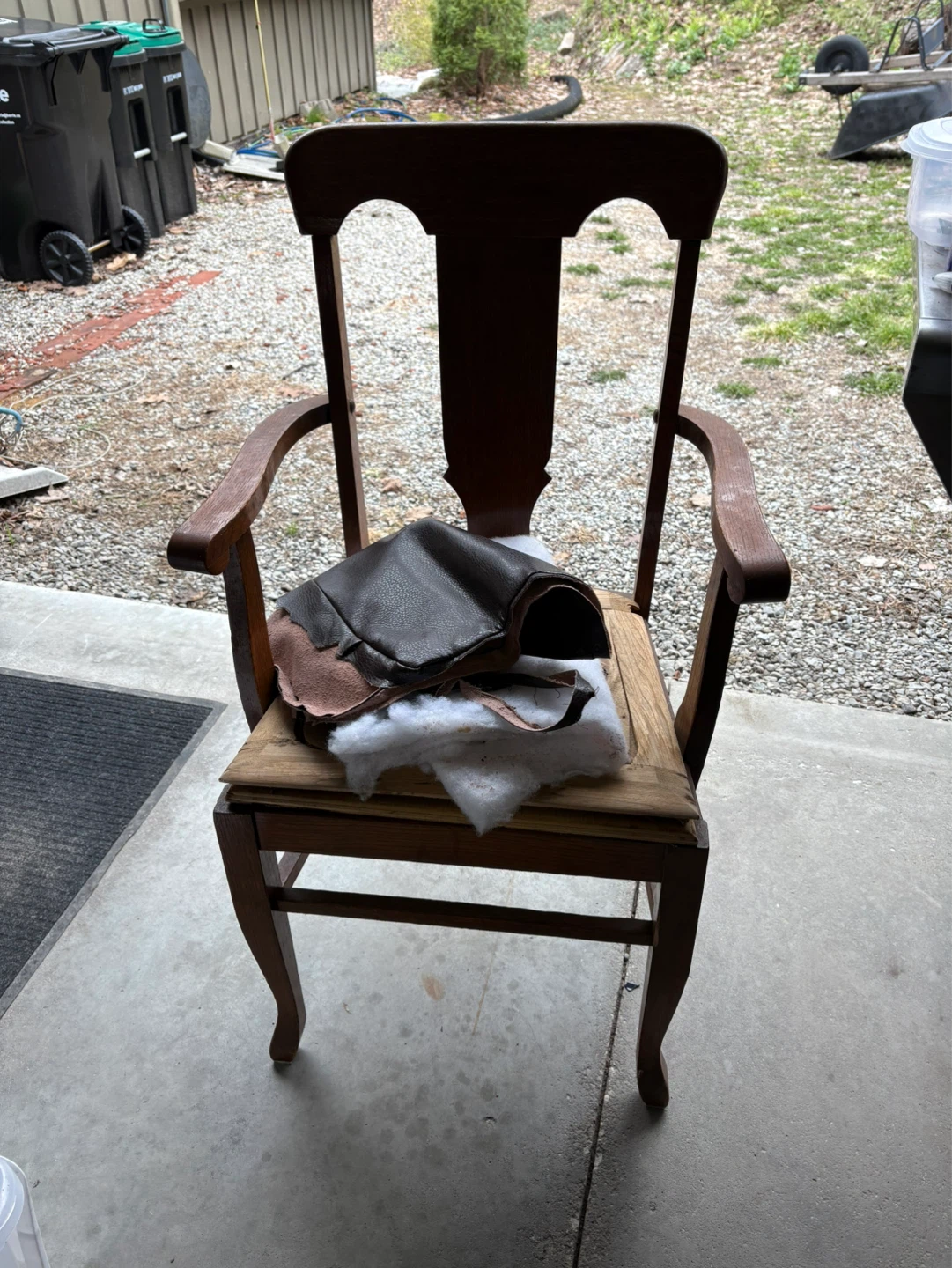 Antique Wooden Chair with Upholstery Material