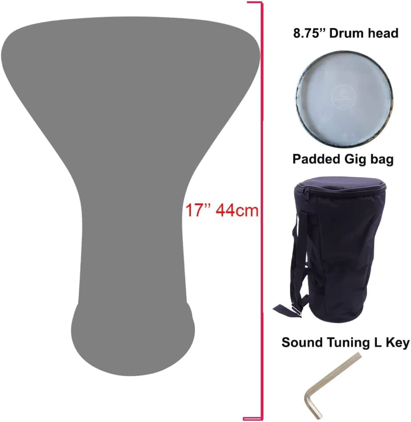 BRAND NEW 17" Gawharet El Fan Doumbek With Power Beat Drum Head - photo 5