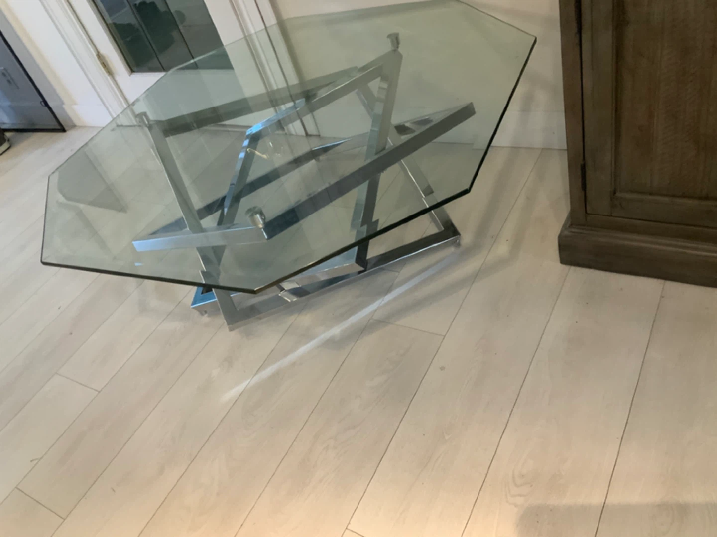Multi-sided glass coffee table