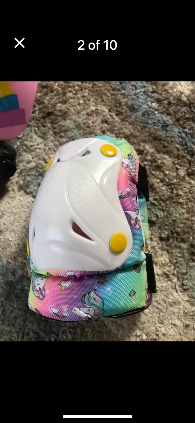 Girls unicorn bike helmet with elbow, knee, and wrist guards - photo 3