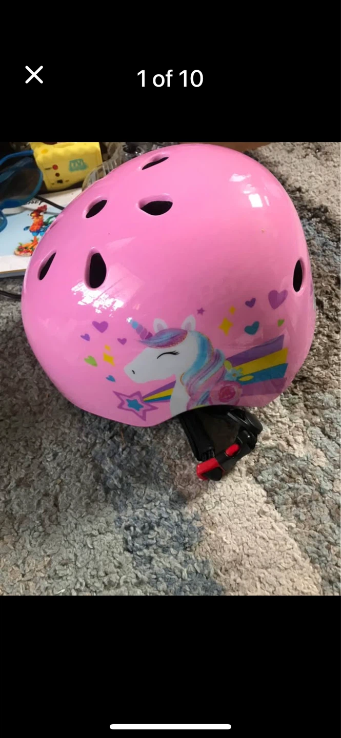 Girls unicorn bike helmet with elbow, knee, and wrist guards - photo 2