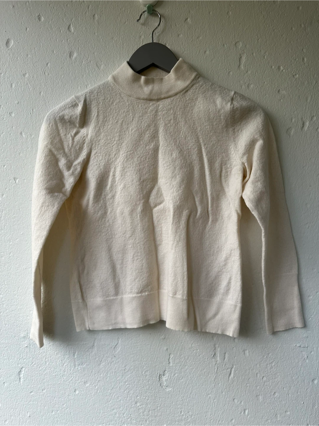THE FOLD LONDON Cream Wool Blend Mock Neck Sweater