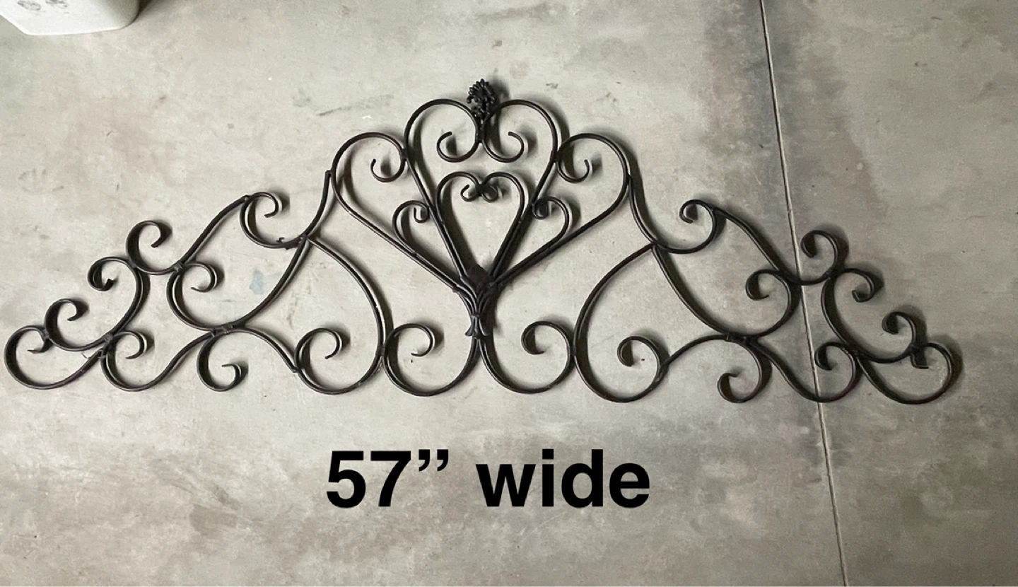 Large indoor/Outdoor Wrought Iron Scroll Wall Decor - 57" Wide