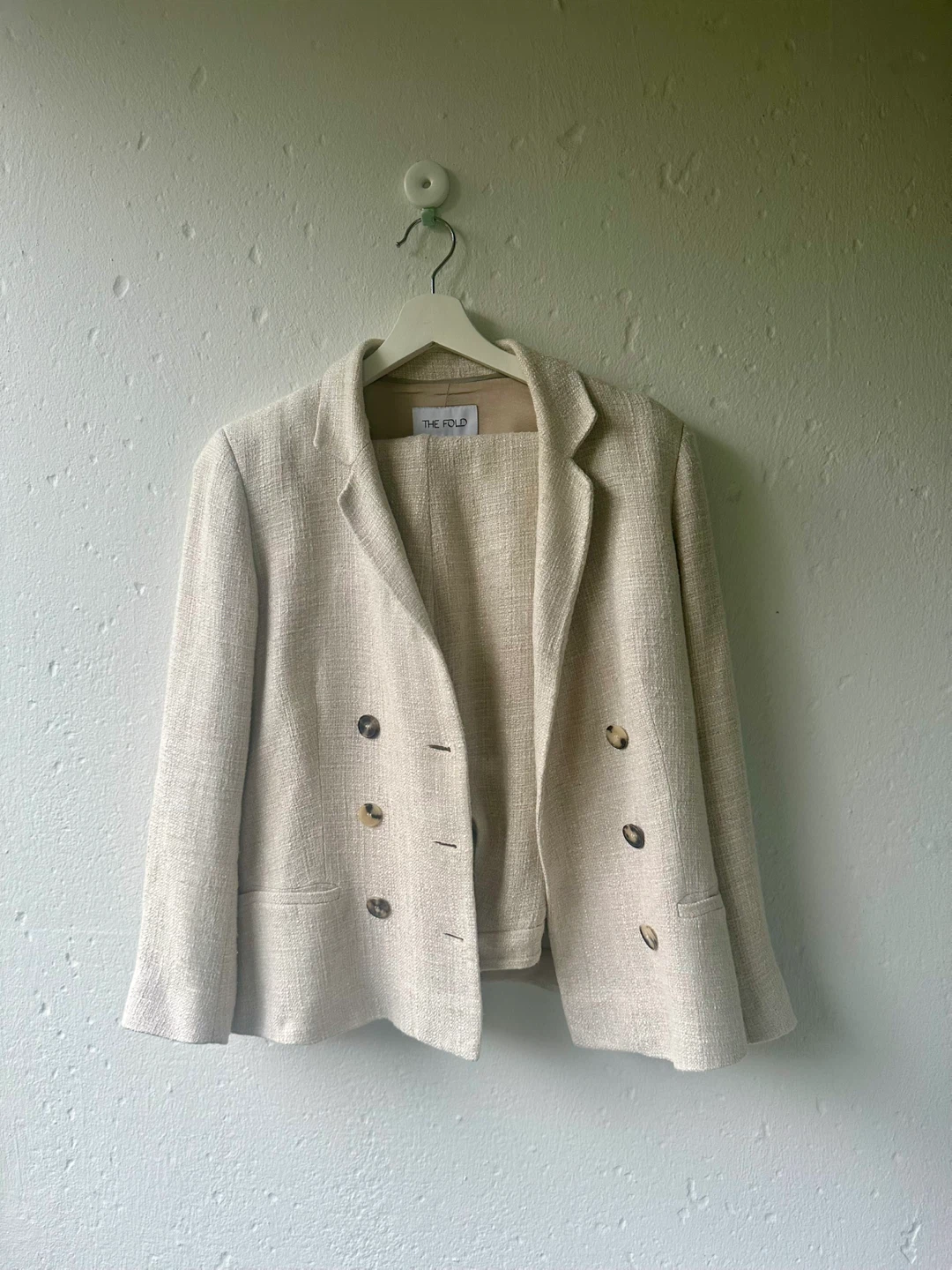 The Fold Beige Tweed Blazer Size 12