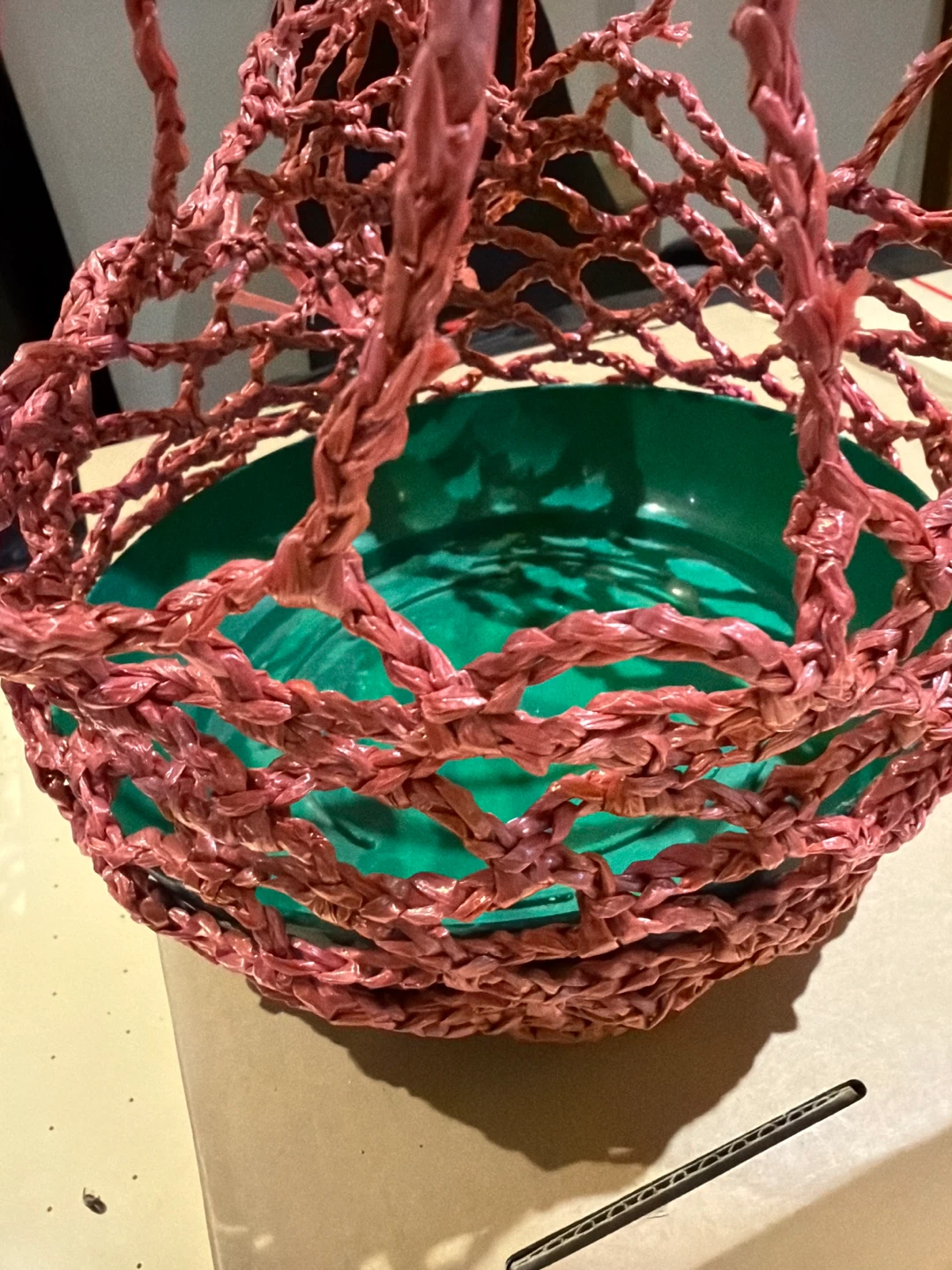 Red Woven String Hanging Plant Holders with Tassels - photo 2