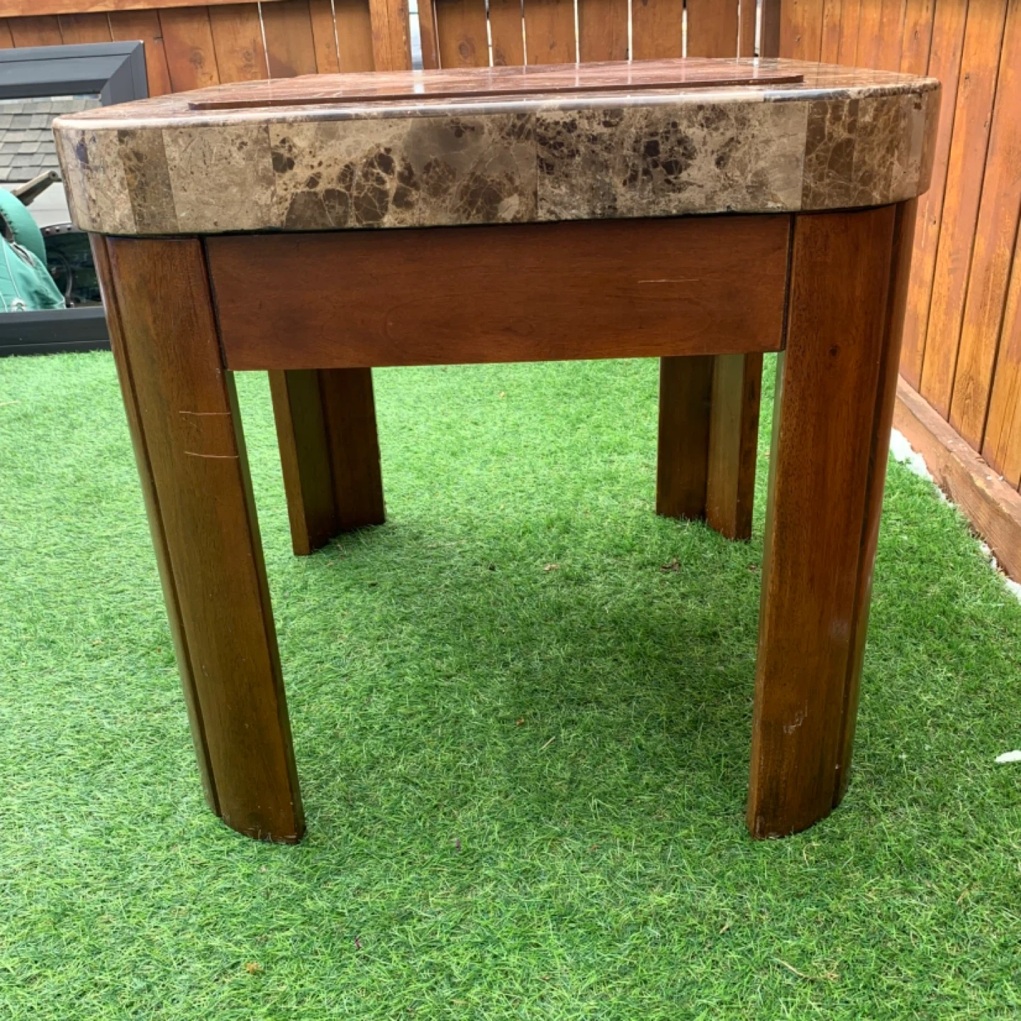 Marble Wood Accent Table Side Table Square Decorative Furniture - photo 5