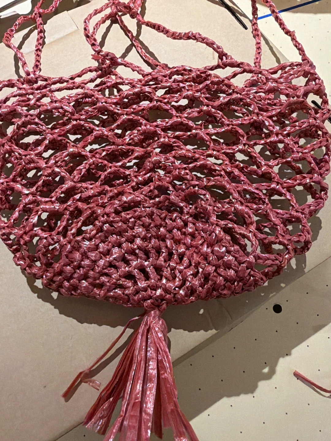 Red Woven String Hanging Plant Holders with Tassels - photo 3