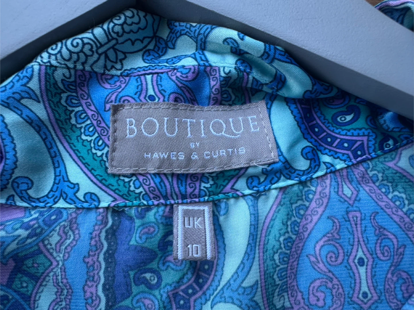 Blue Paisley Print Button-Up Blouse UK 10 - photo 3