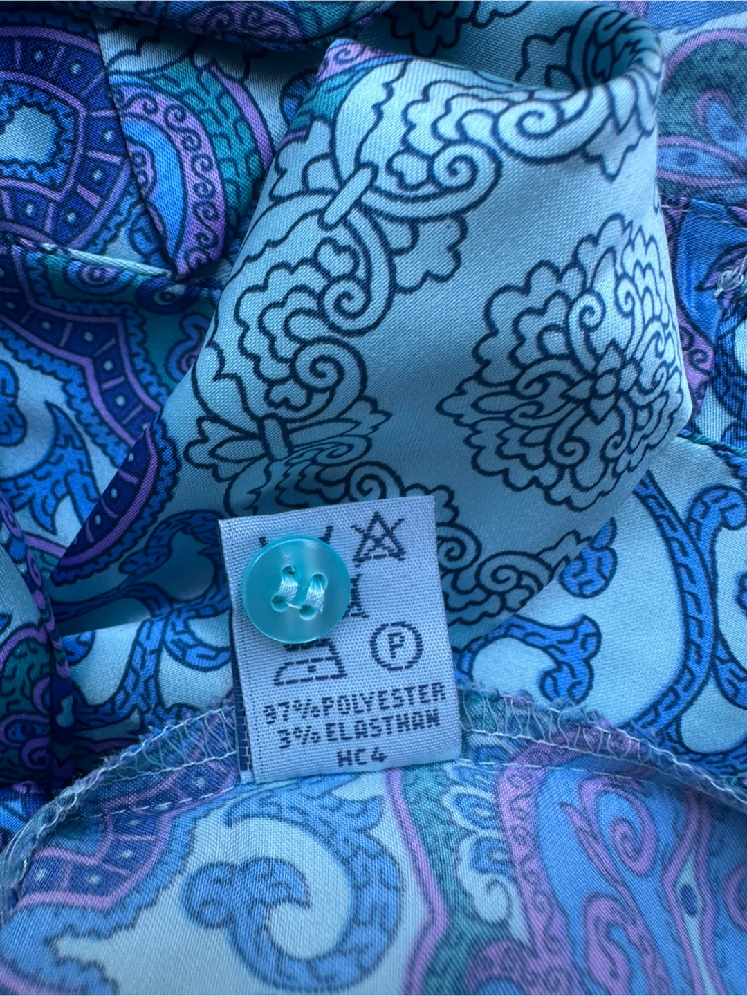 Blue Paisley Print Button-Up Blouse UK 10 - photo 4