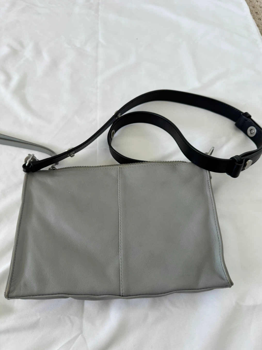 All Saints Grey Quilted Leather Crossbody Bag - photo 4