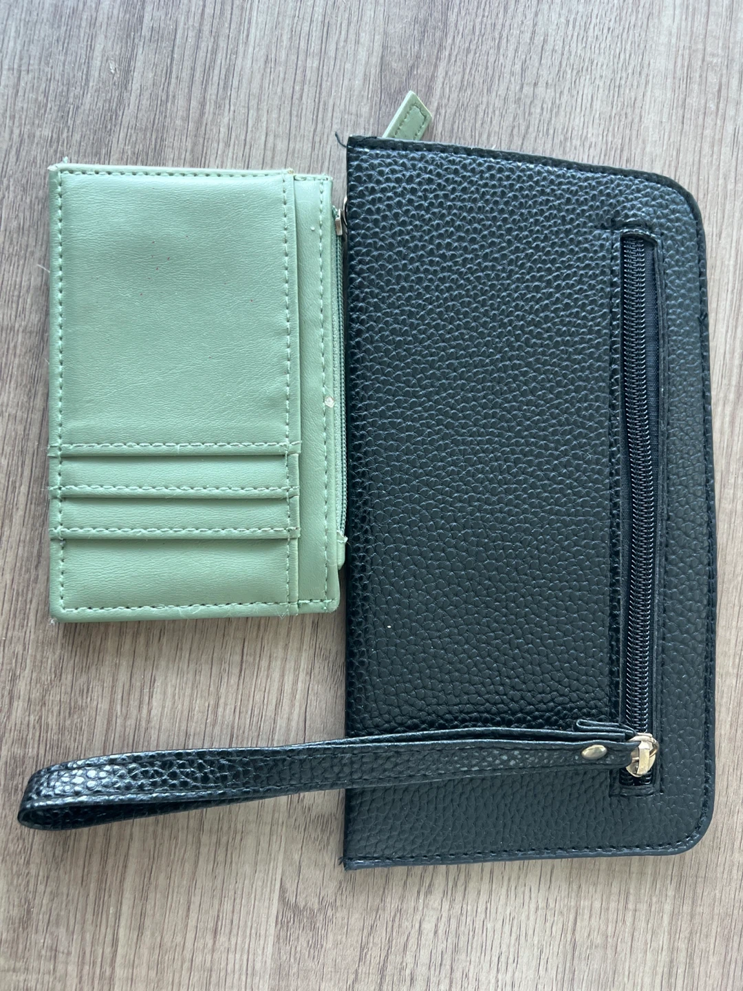 Two wallets (one card and one wristlet)