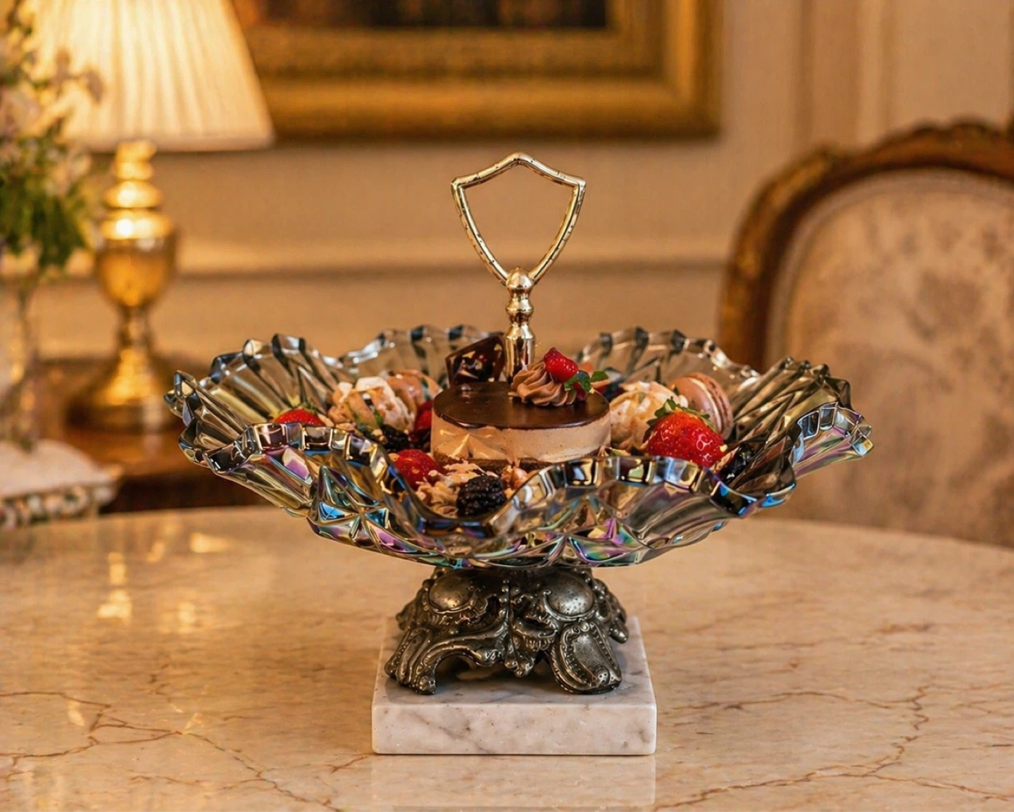 Ornate Glass Tiered Serving Stand - photo 2