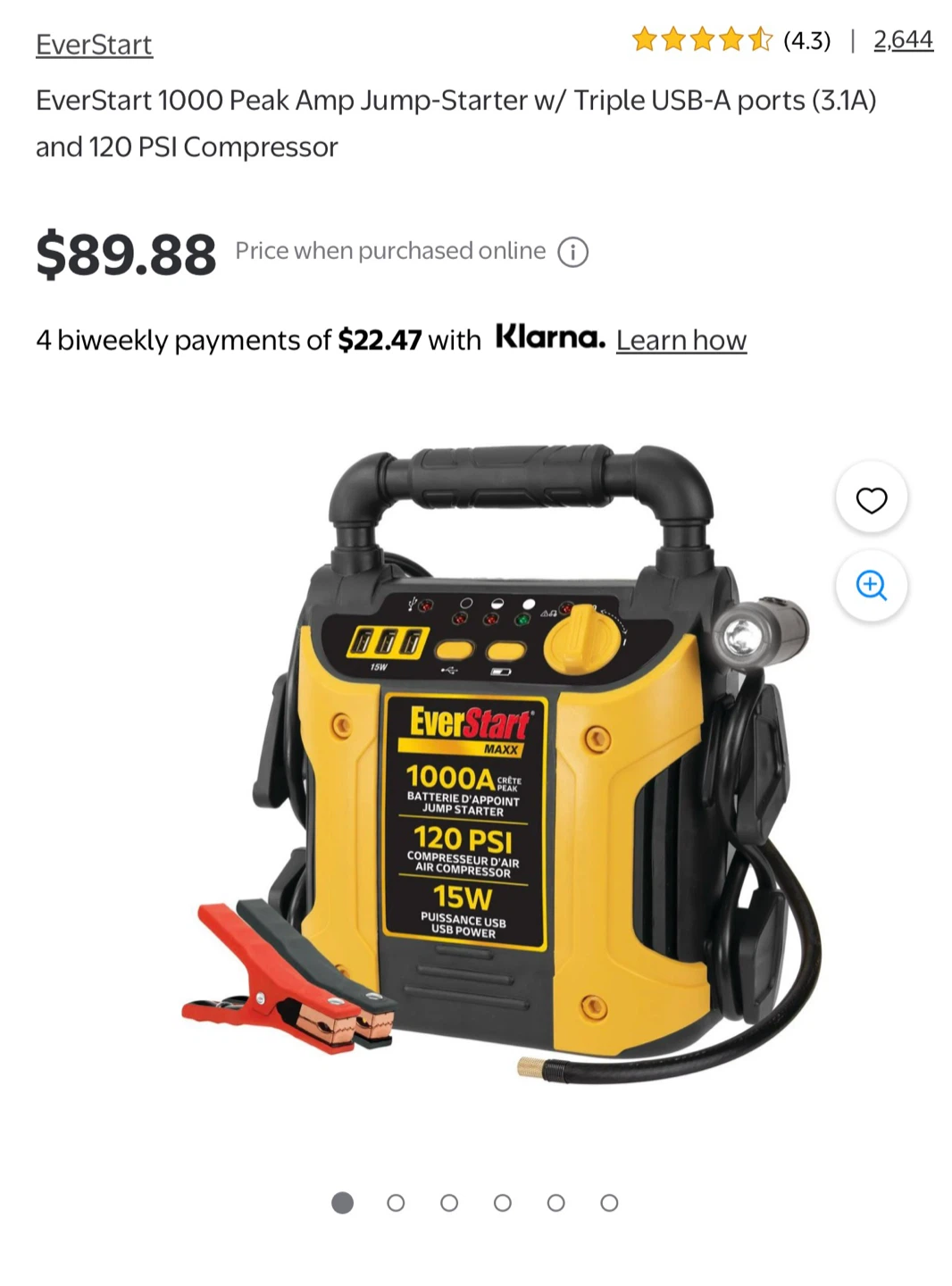 EverStart 1000 Peak Amp Jump-Starter w/ Air Compressor