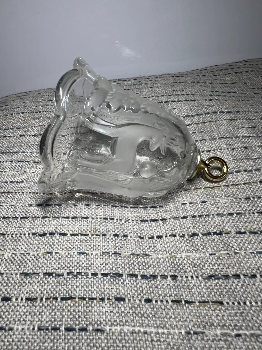 Glass Christmas Bell with Deer and Trees - photo 2