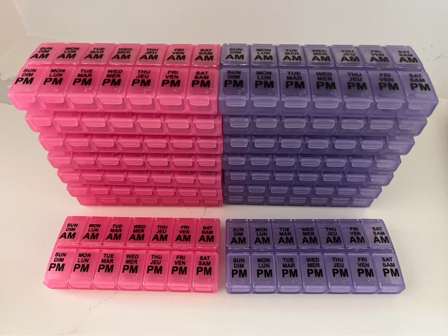7-Day AM/PM Pill Organizer - Pink and Purple