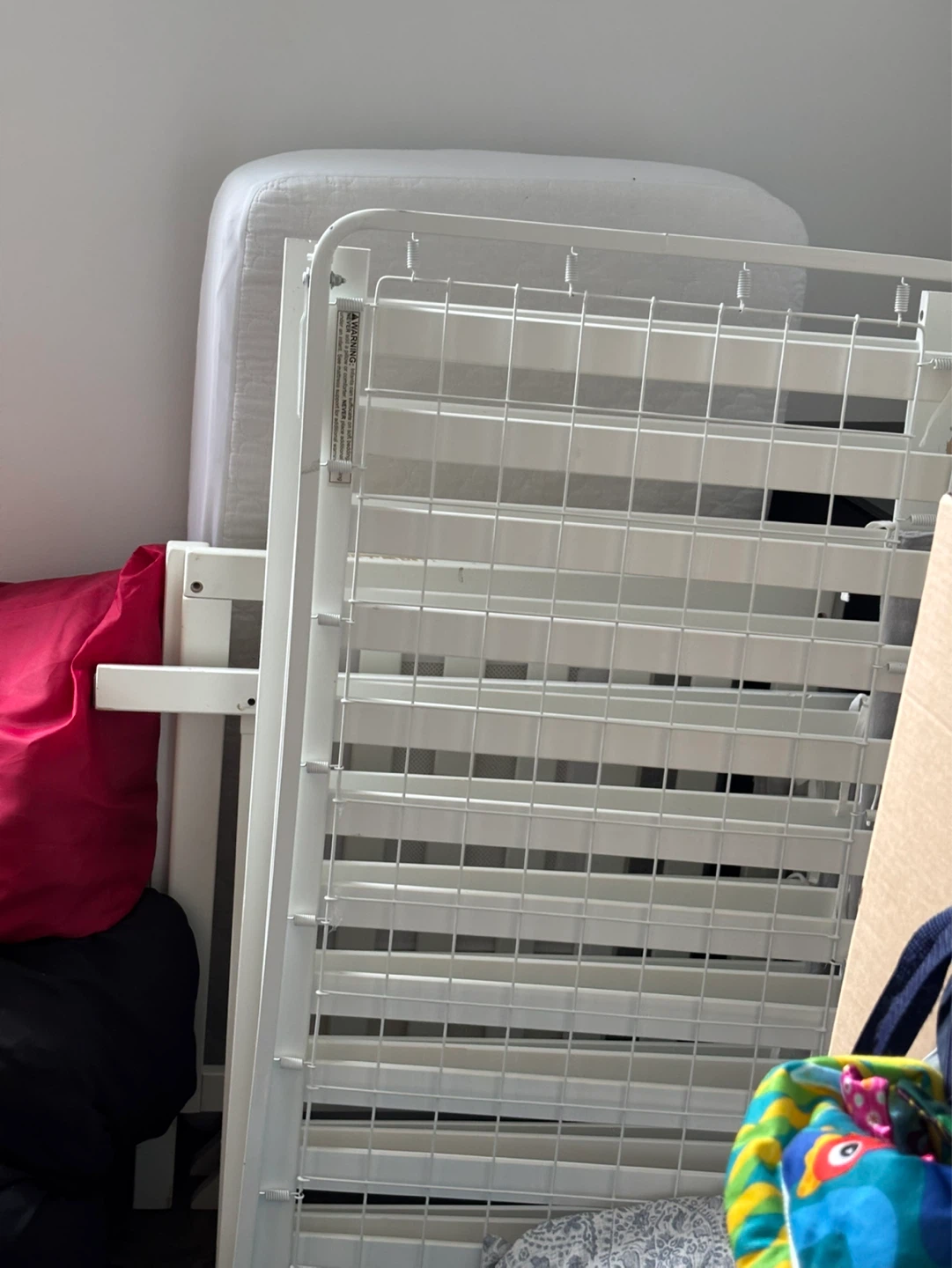 White Crib / Toddler Bed Frame with Mattress