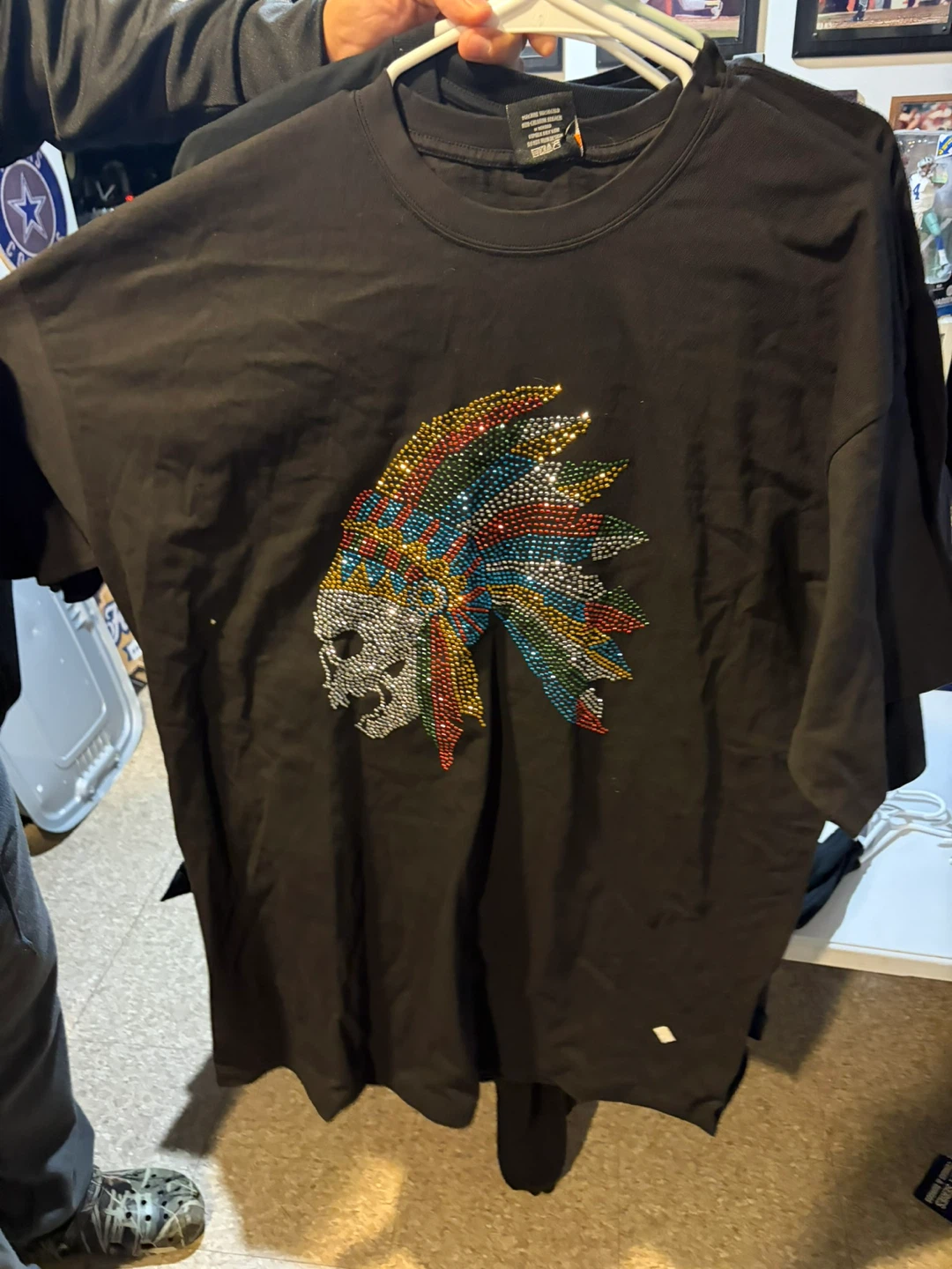 NEWZION Graphic T-Shirt Black Skull Design Rhinestone Size XL - photo 4