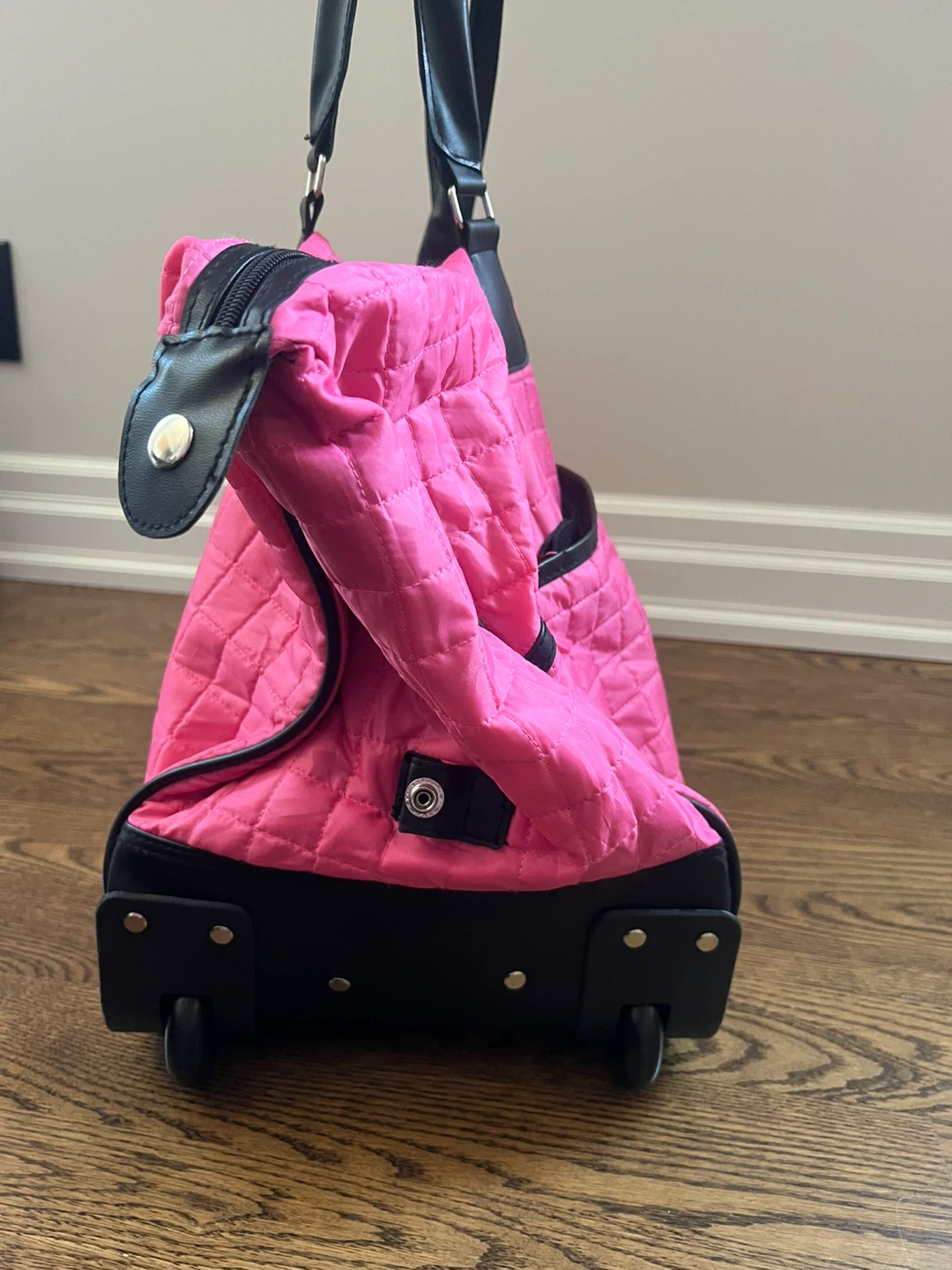 Pink Quilted Rolling Duffel Bag - photo 3