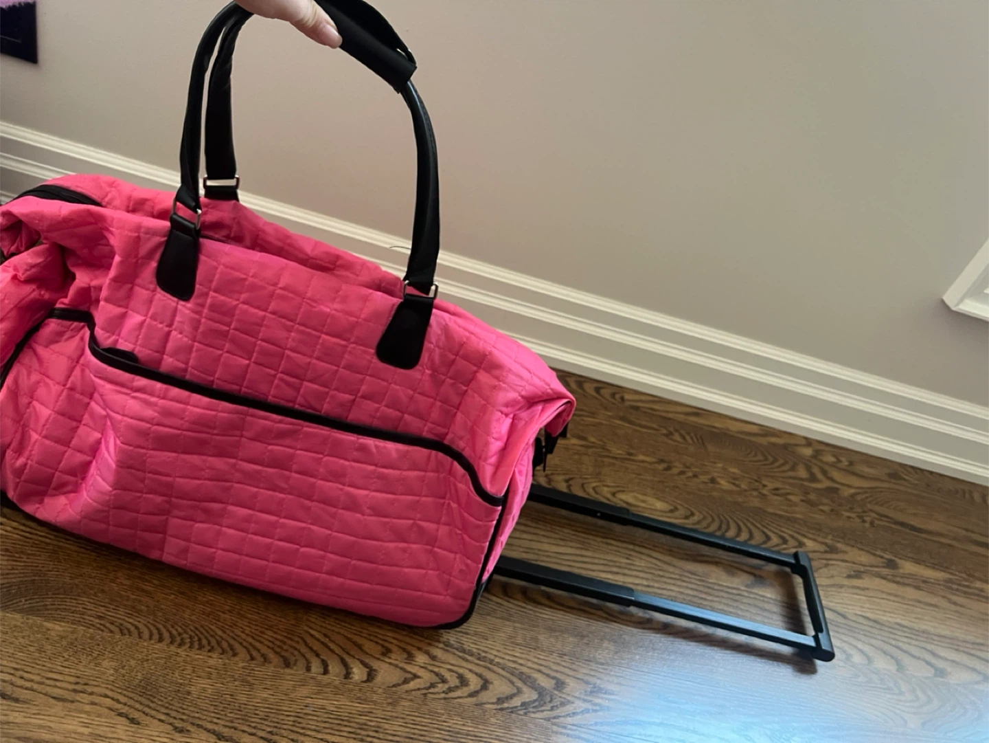Pink Quilted Rolling Duffel Bag - photo 4