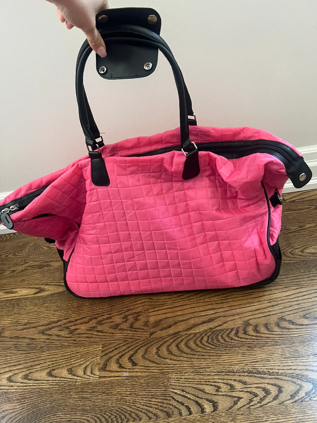 Pink Quilted Rolling Duffel Bag - photo 2