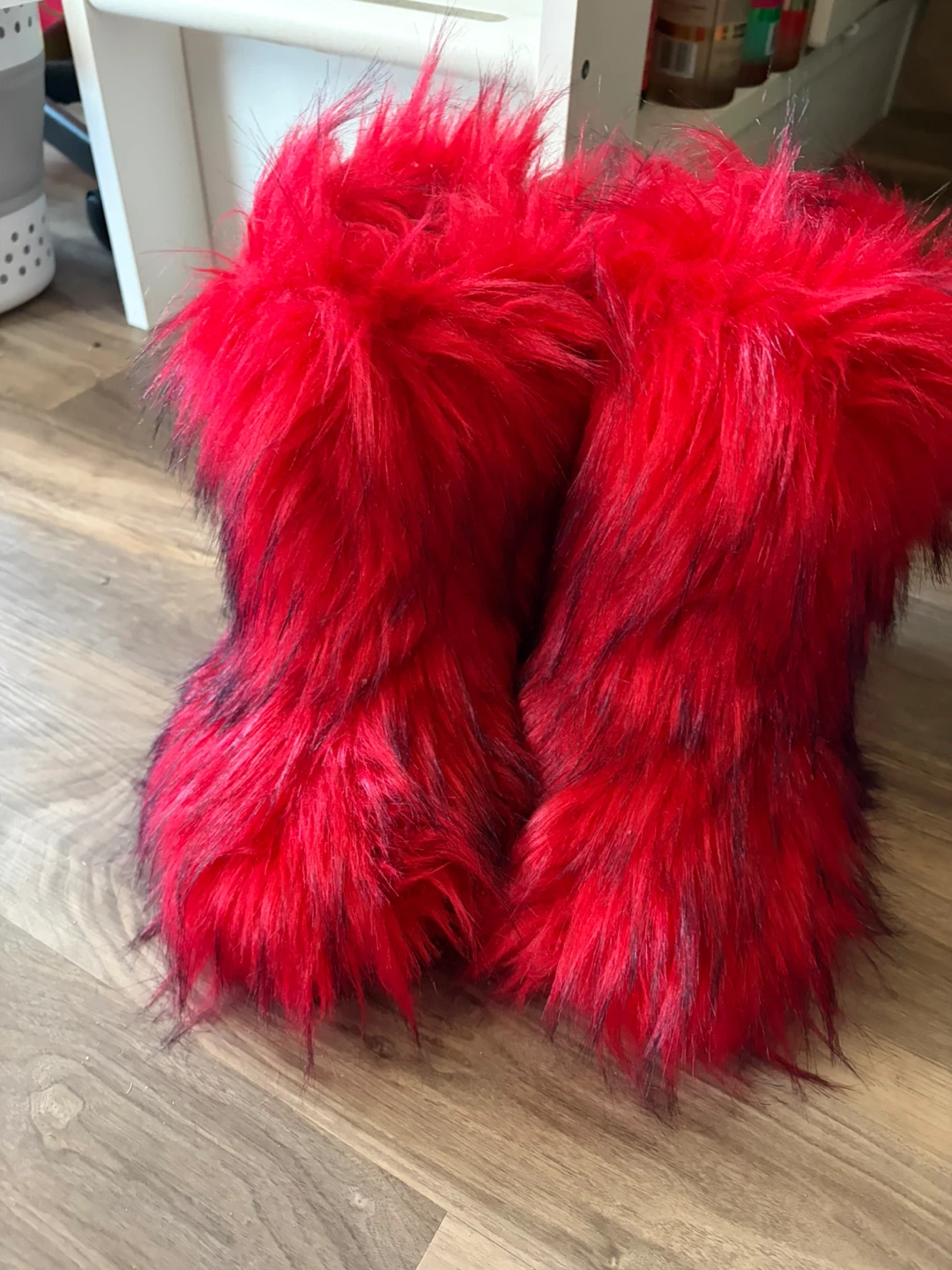 Red Faux Fur Boots