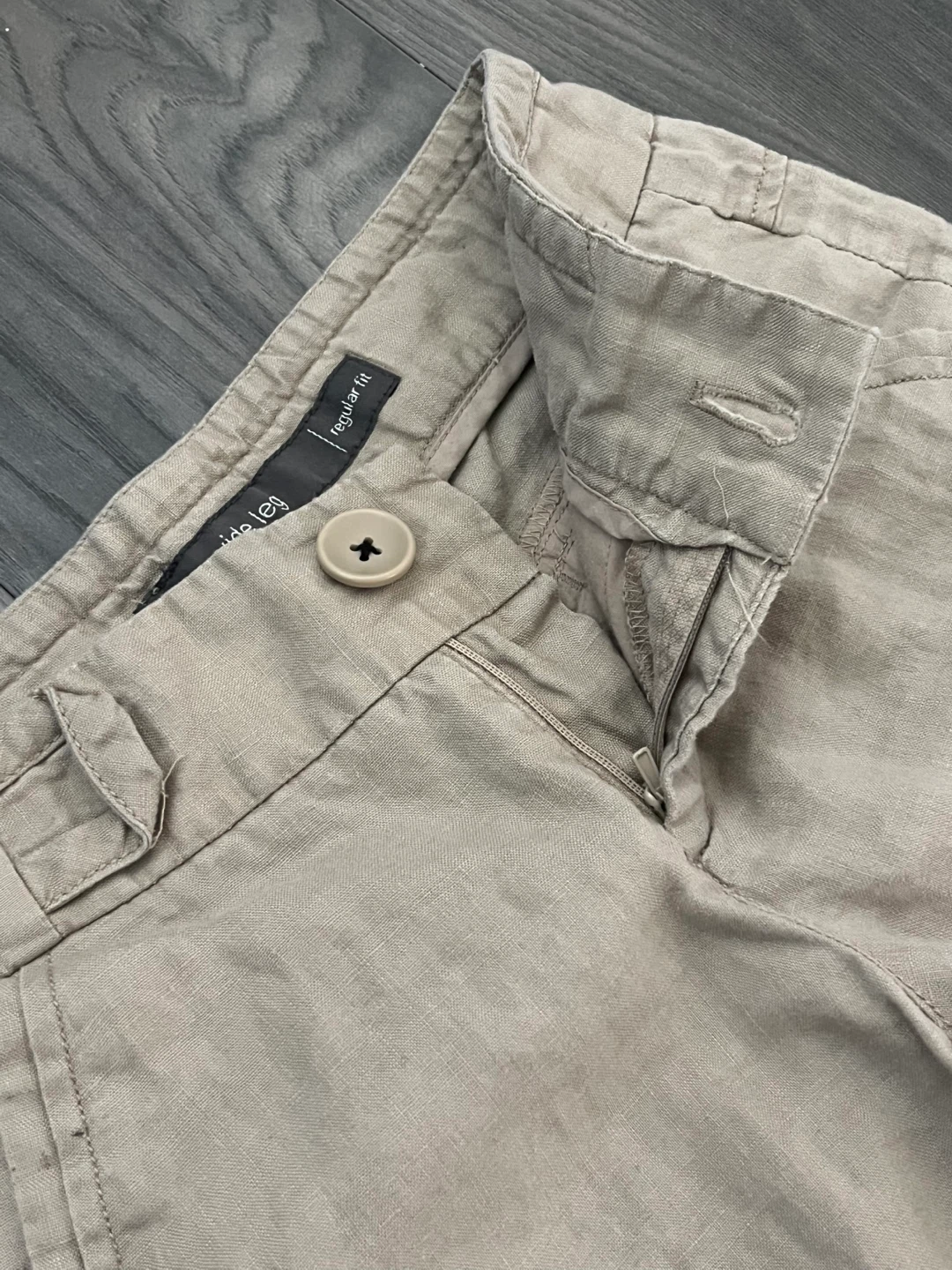 100% Linen Low-Rise Wide Leg Beige Pants | Women - photo 5