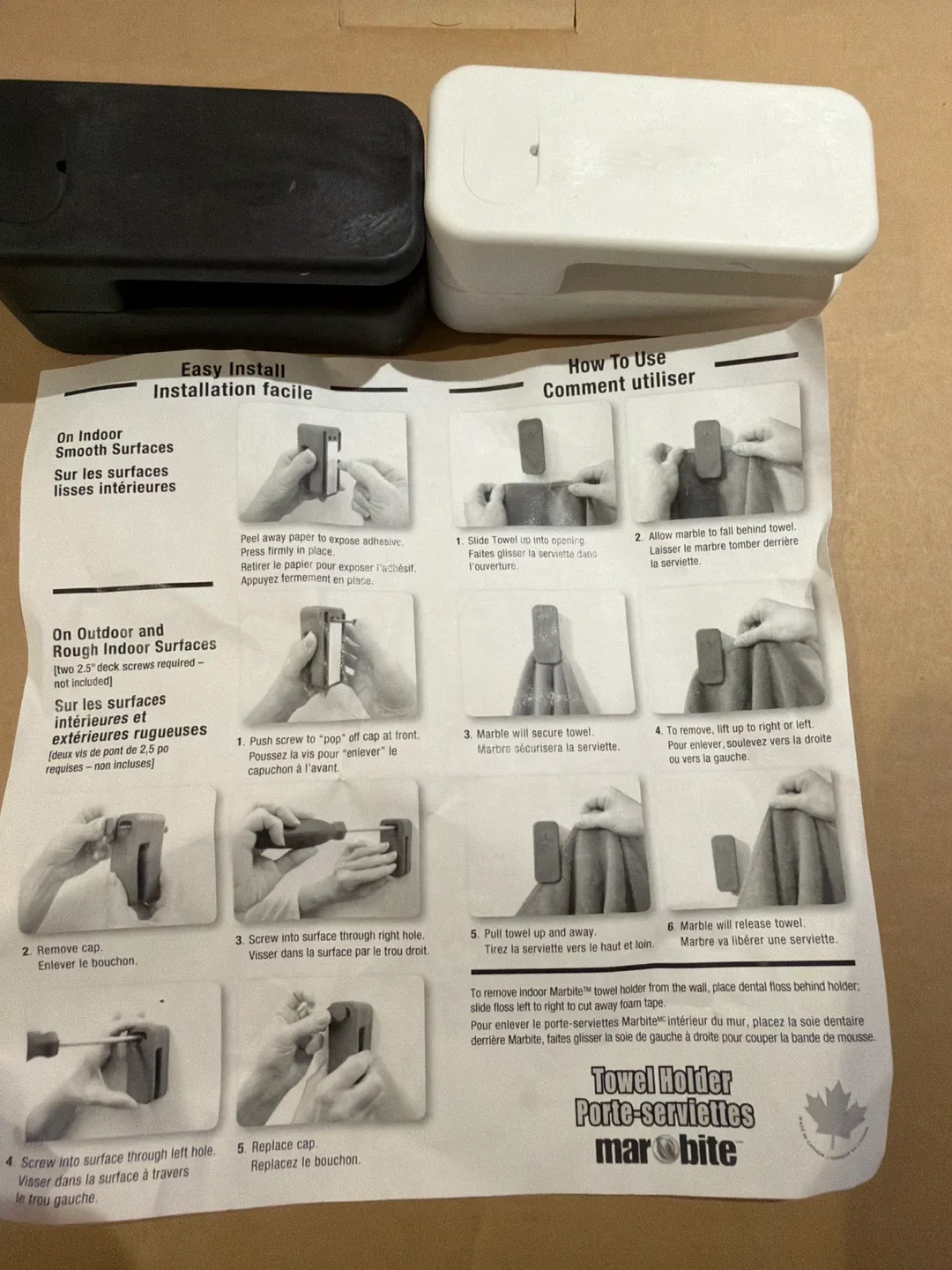New Marbite Towel Holders - Black and White