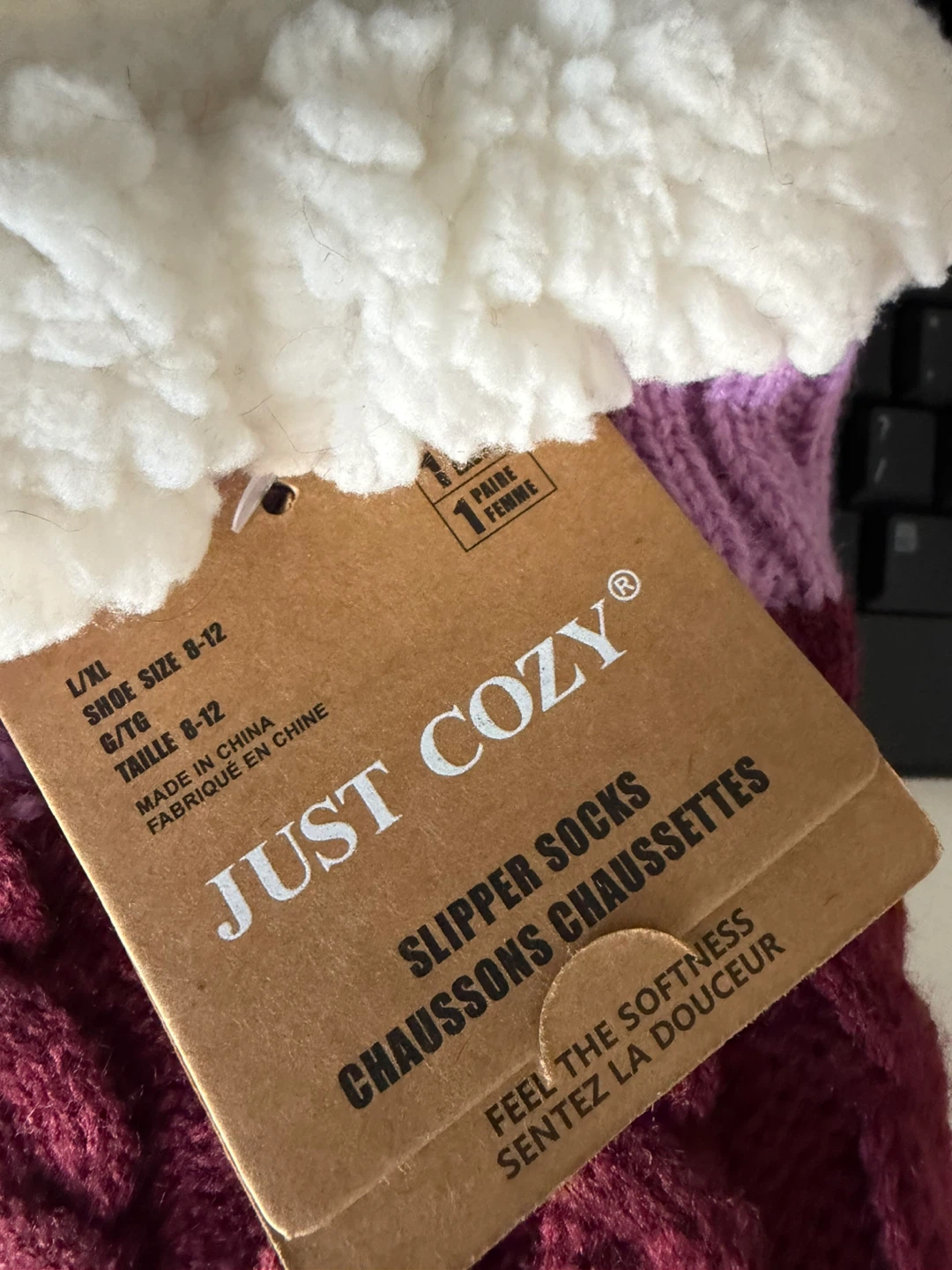 JUST COZY Slipper Socks L/XL Burgundy - photo 2
