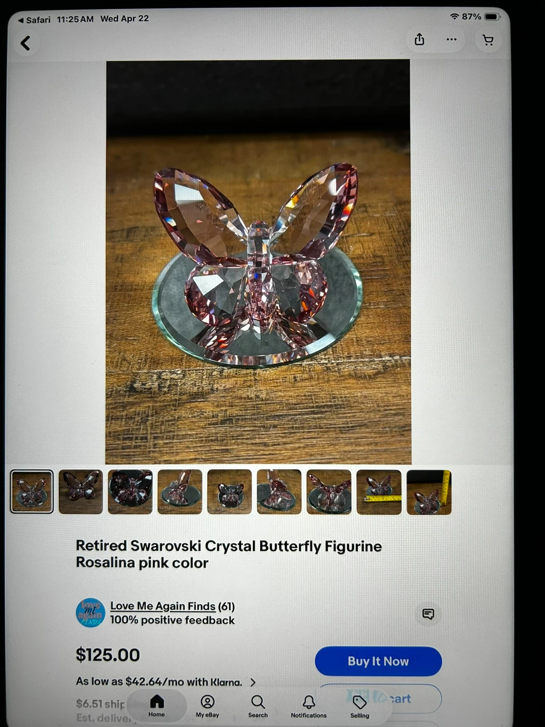 Retired Swarovski Crystal Butterfly Figurine Rosalina Pink - photo 4
