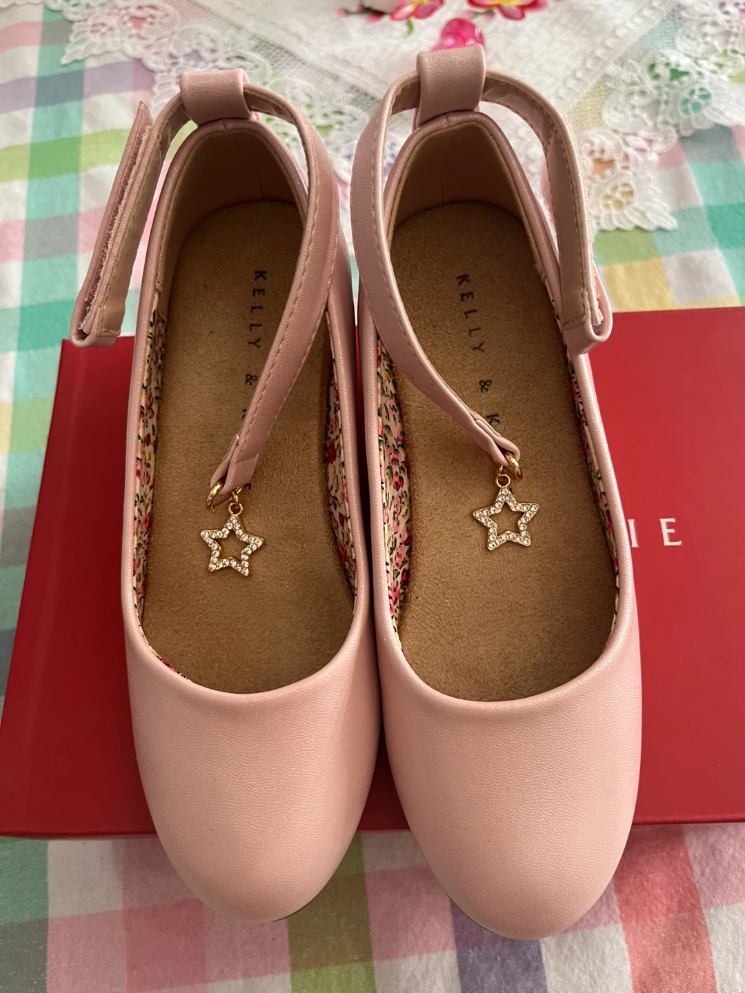 Girls Kelly & Katie Pink Wedge Shoes with Star Charms