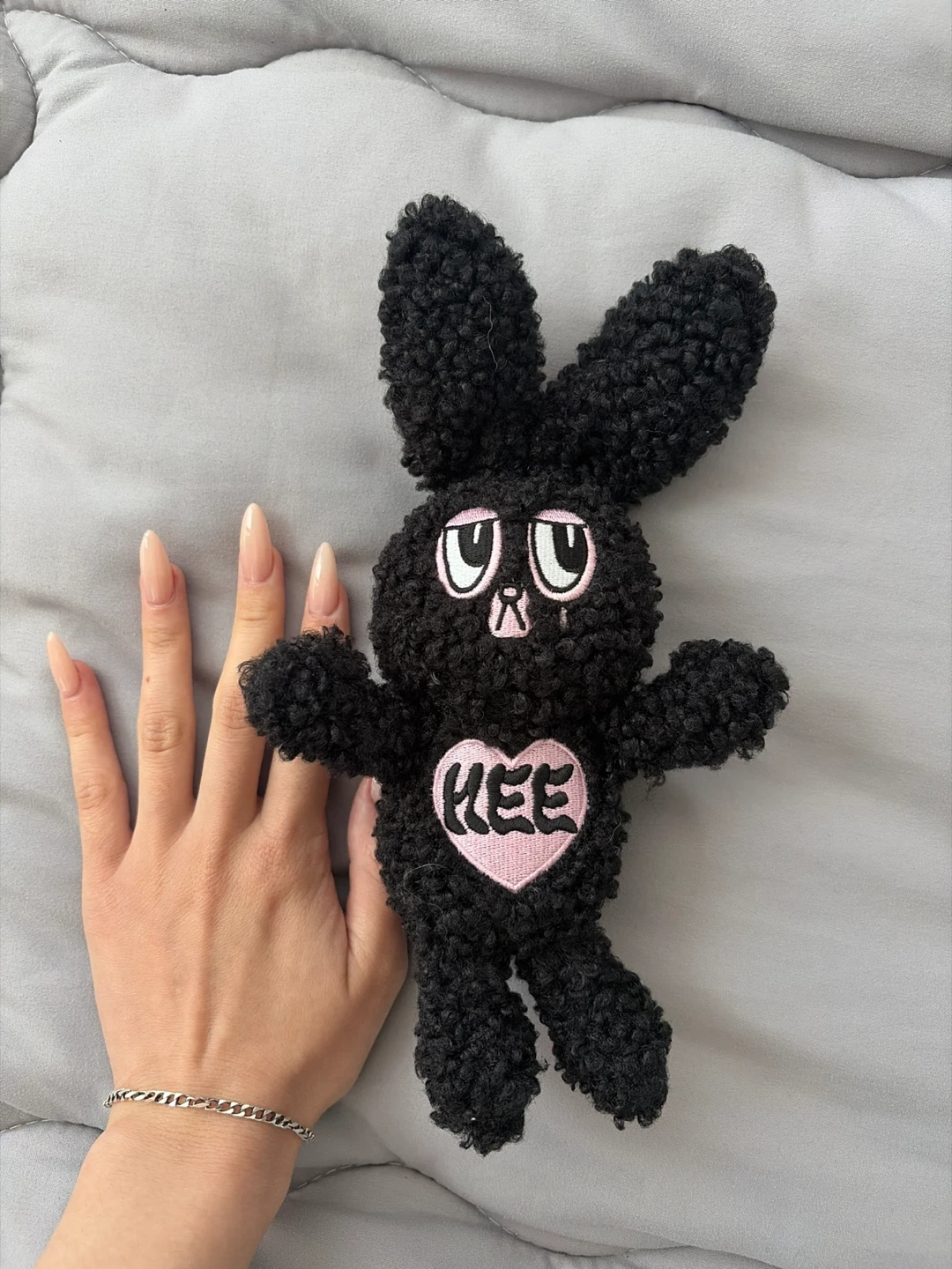 Black Fluffy Bunny Plush Key Chain