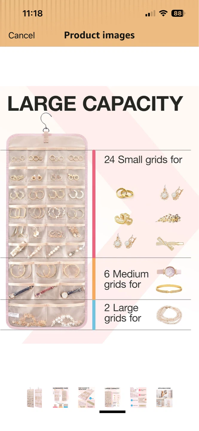 BAGSMART Pink Hanging Jewelry Organizer Bag - photo 2