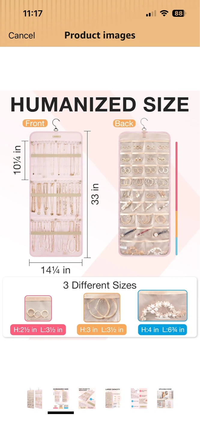 BAGSMART Pink Hanging Jewelry Organizer Bag - photo 4