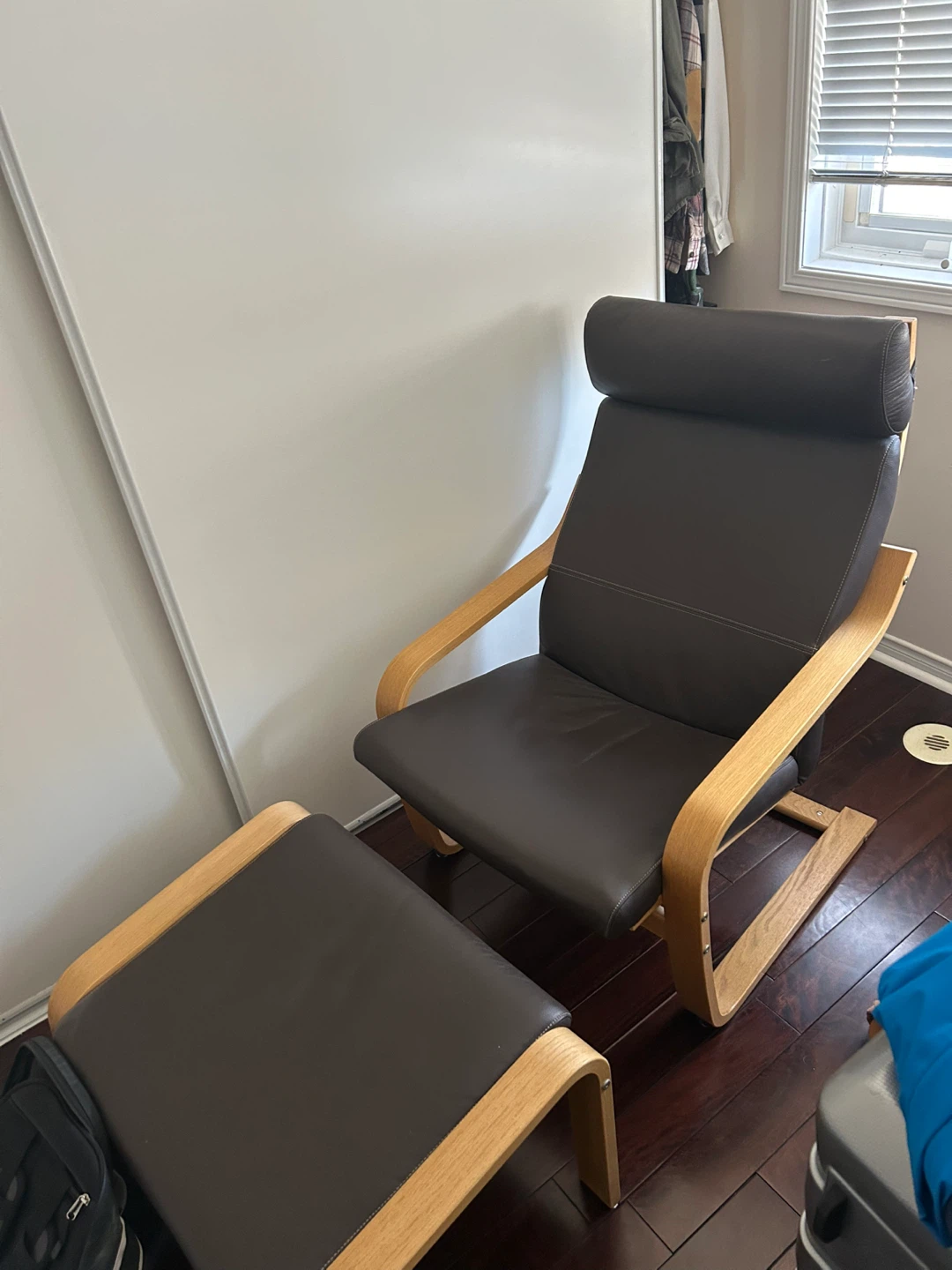 Brown Leather Armchair and Ottoman Set( 2set available)