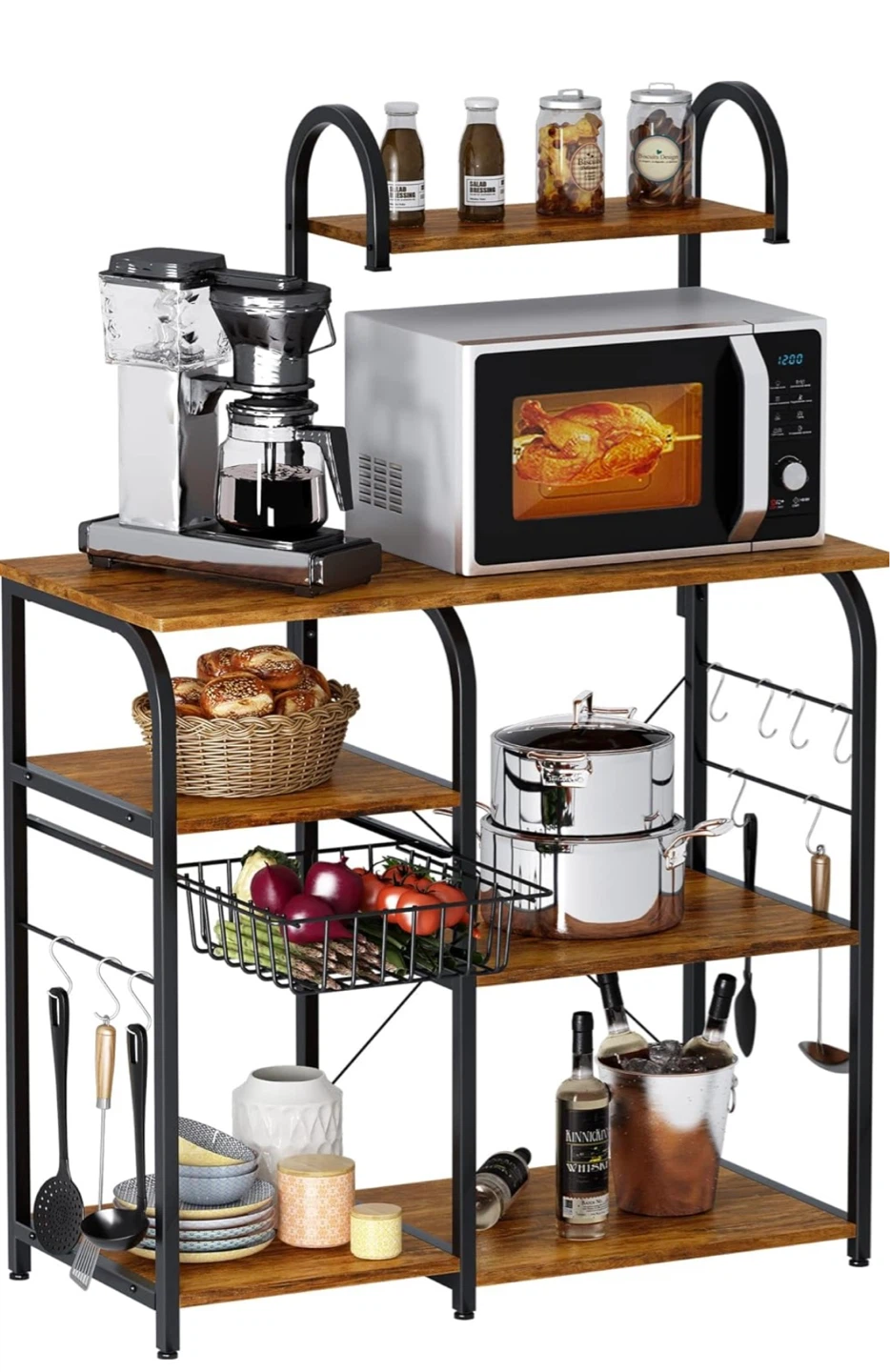 Kitchen Baker's Rack with Shelves and Hooks - photo 3