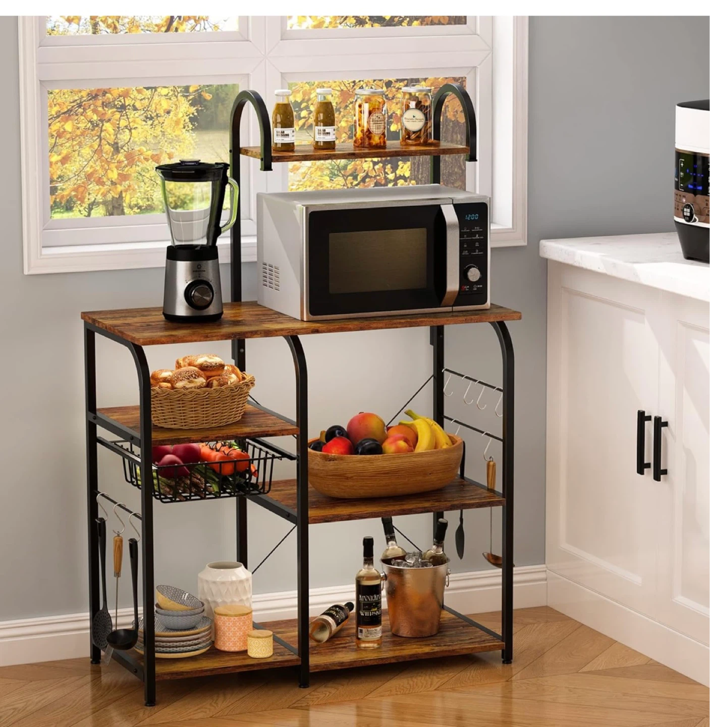 Kitchen Baker's Rack with Shelves and Hooks - photo 2