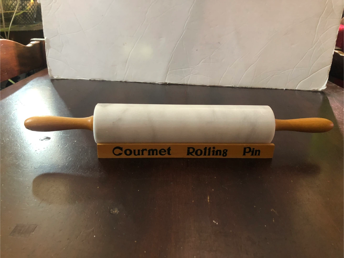 Vintage Marble Rolling Pin with Wood Holder