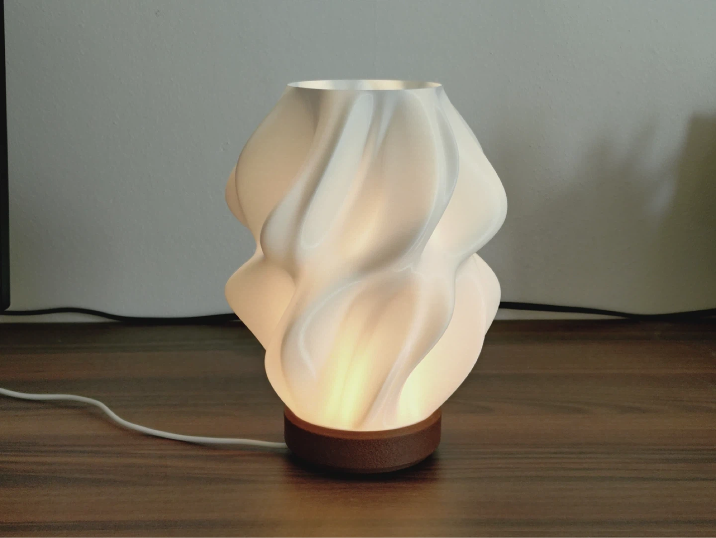 Swirl Accent Lamp with Wood Base