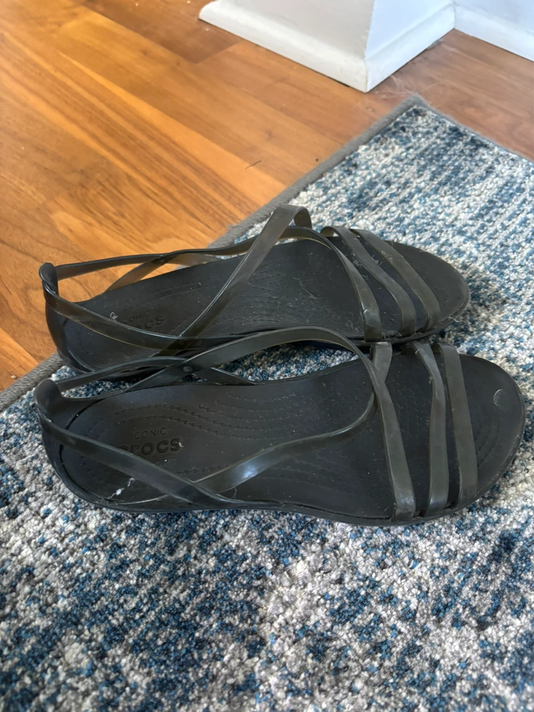 Crocs Black Strappy Flat Sandals