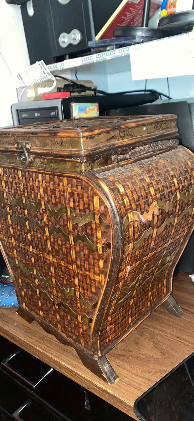Woven Decorative Storage Box with Metal Accents