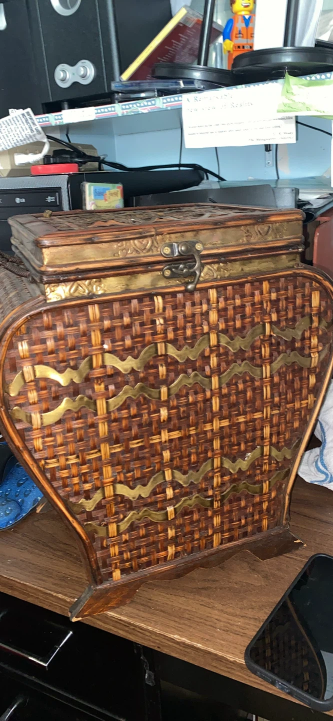 Woven Decorative Storage Box with Metal Accents - photo 2