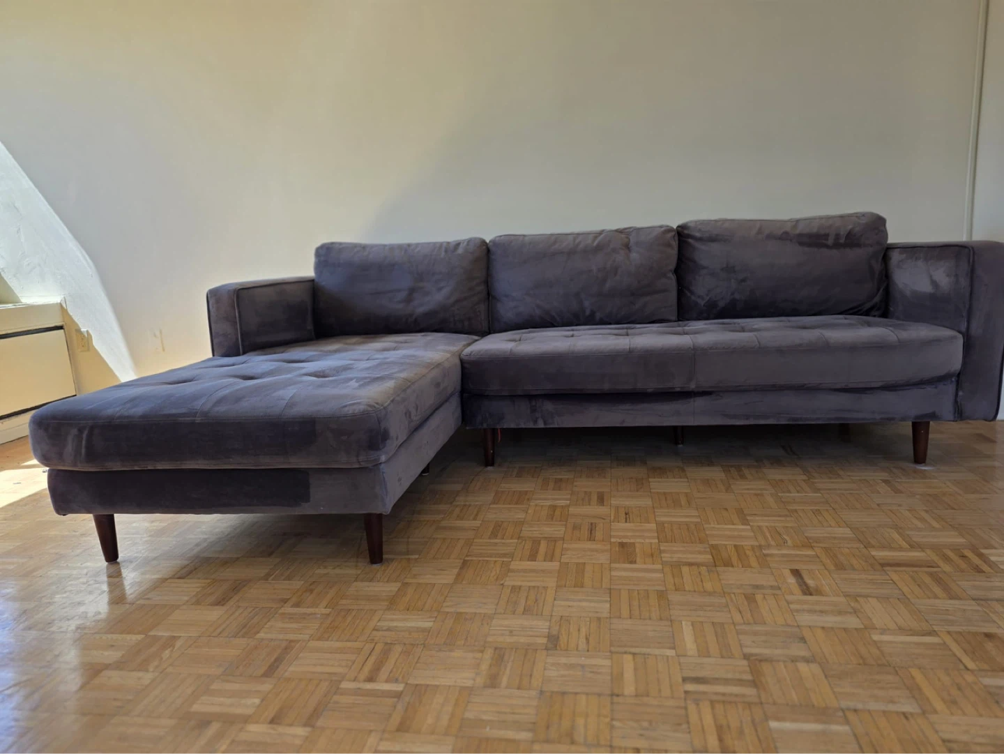 Grey Velvet Sectional Sofa