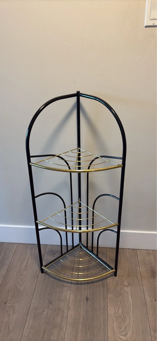Black and Gold Corner Shelf Unit