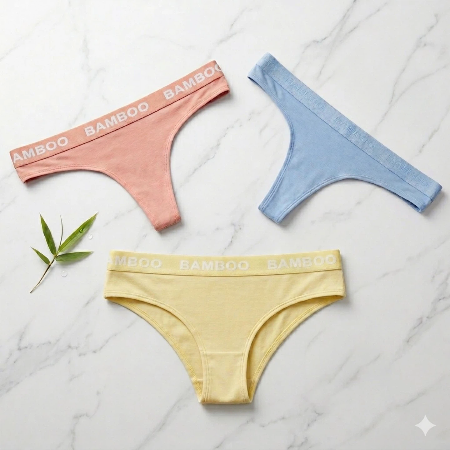 Bamboo Underwear Set of 3 Thong Cheeky Size M 3 Pack