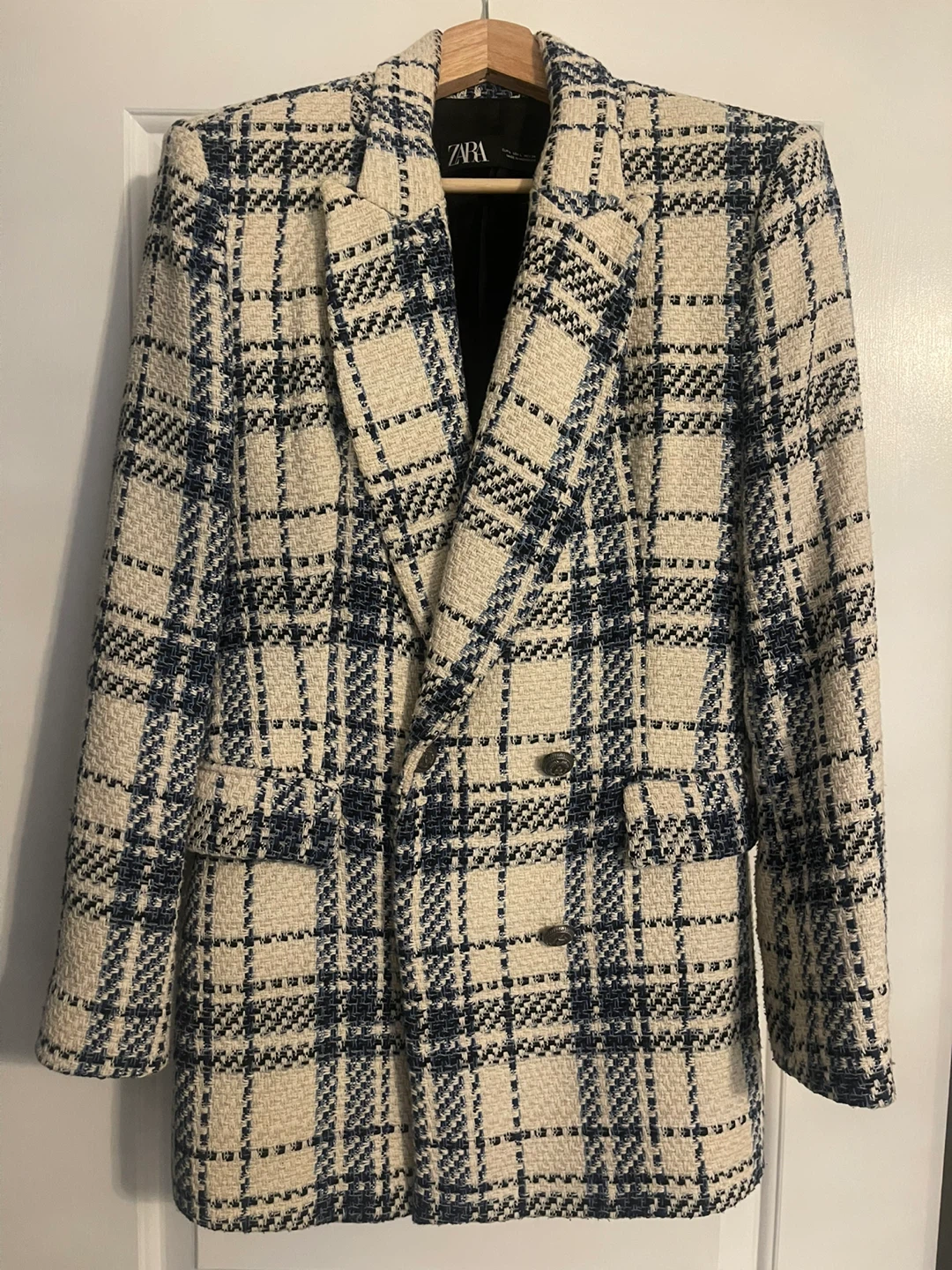 Zara Plaid Blazer Jacket Size L
