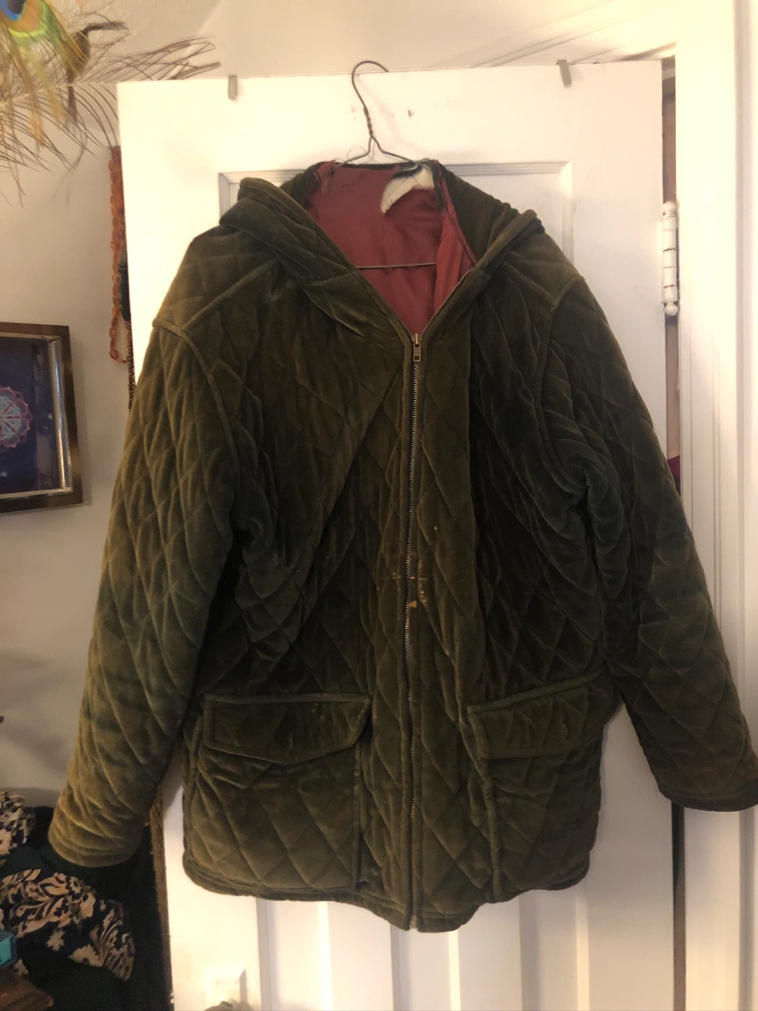 FREE: Womens Green Velvet Jacket. XL