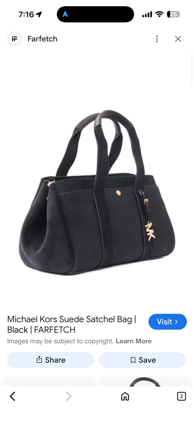 Michael Kors Suede Satchel Bag - Black