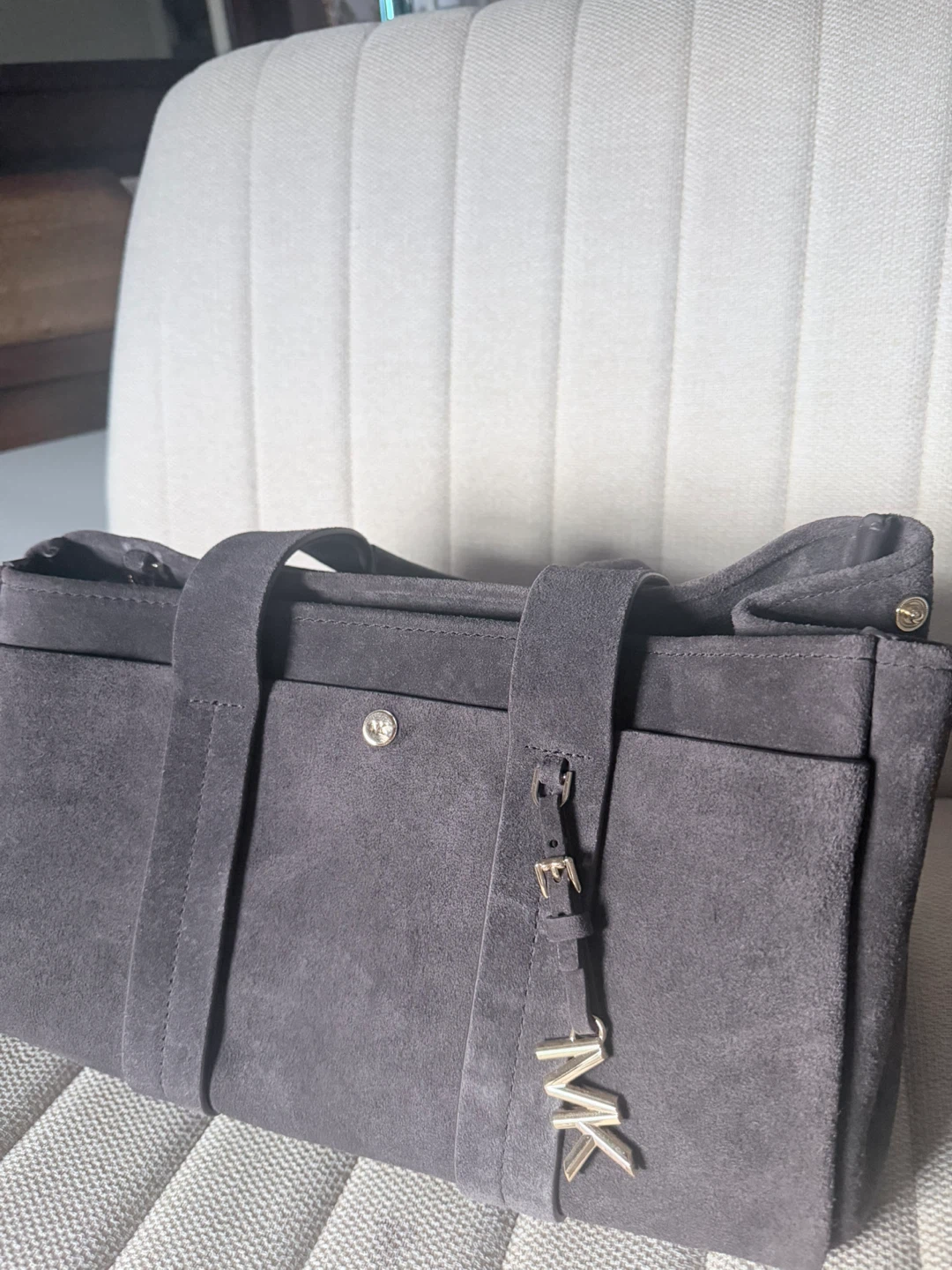 Michael Kors Suede Satchel Bag - Black - photo 3